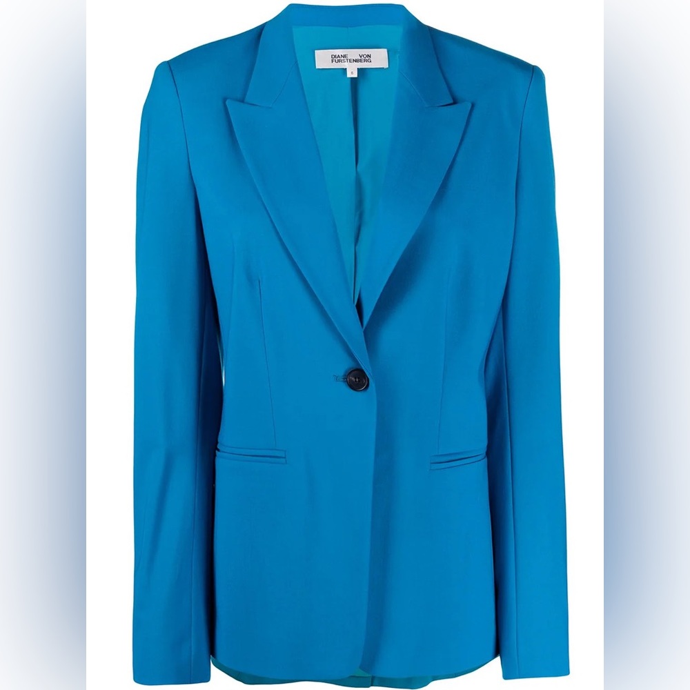 DVF Diane Von Furstenberg Heller Stretch Blazer Jacket in Blue